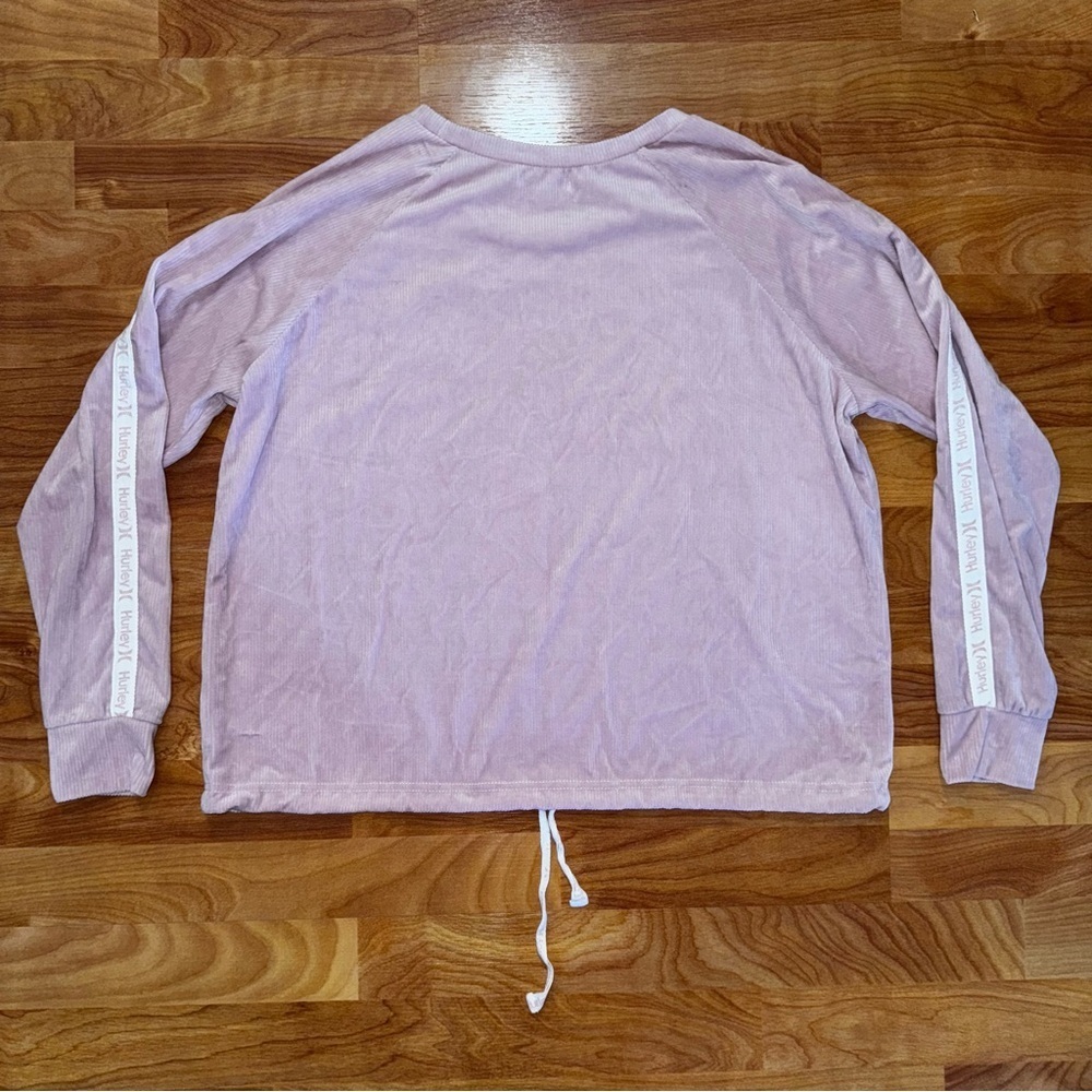 Hurley Cropped  Corduroy Long Sleeve T-Shirt Pullover Top Pink Women’s Medium - Picture 10 of 16